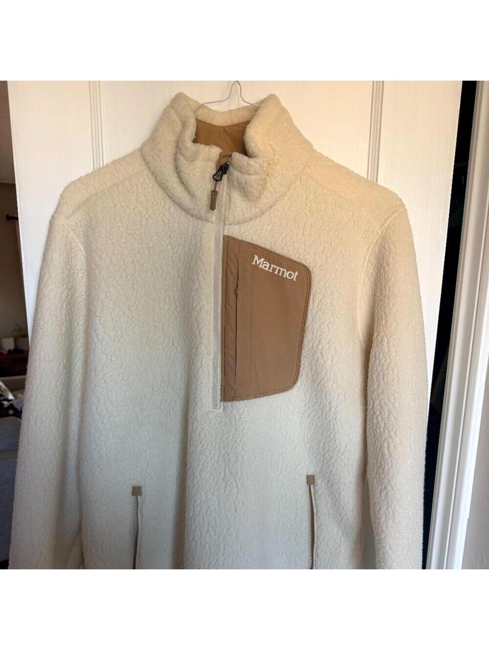 Marmot Cream Polartec Fleece Quarter Zip Pullover Size M